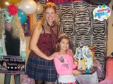 melanie from party pals posing with the birthday girl during a monster high birthday party in toronto